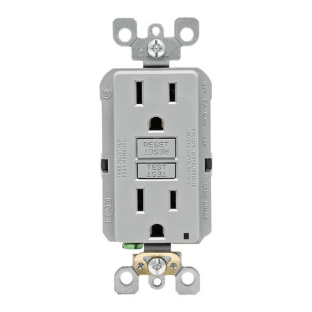 LEVITON Gfci St Recept 15A Gray GFNT1-KGY